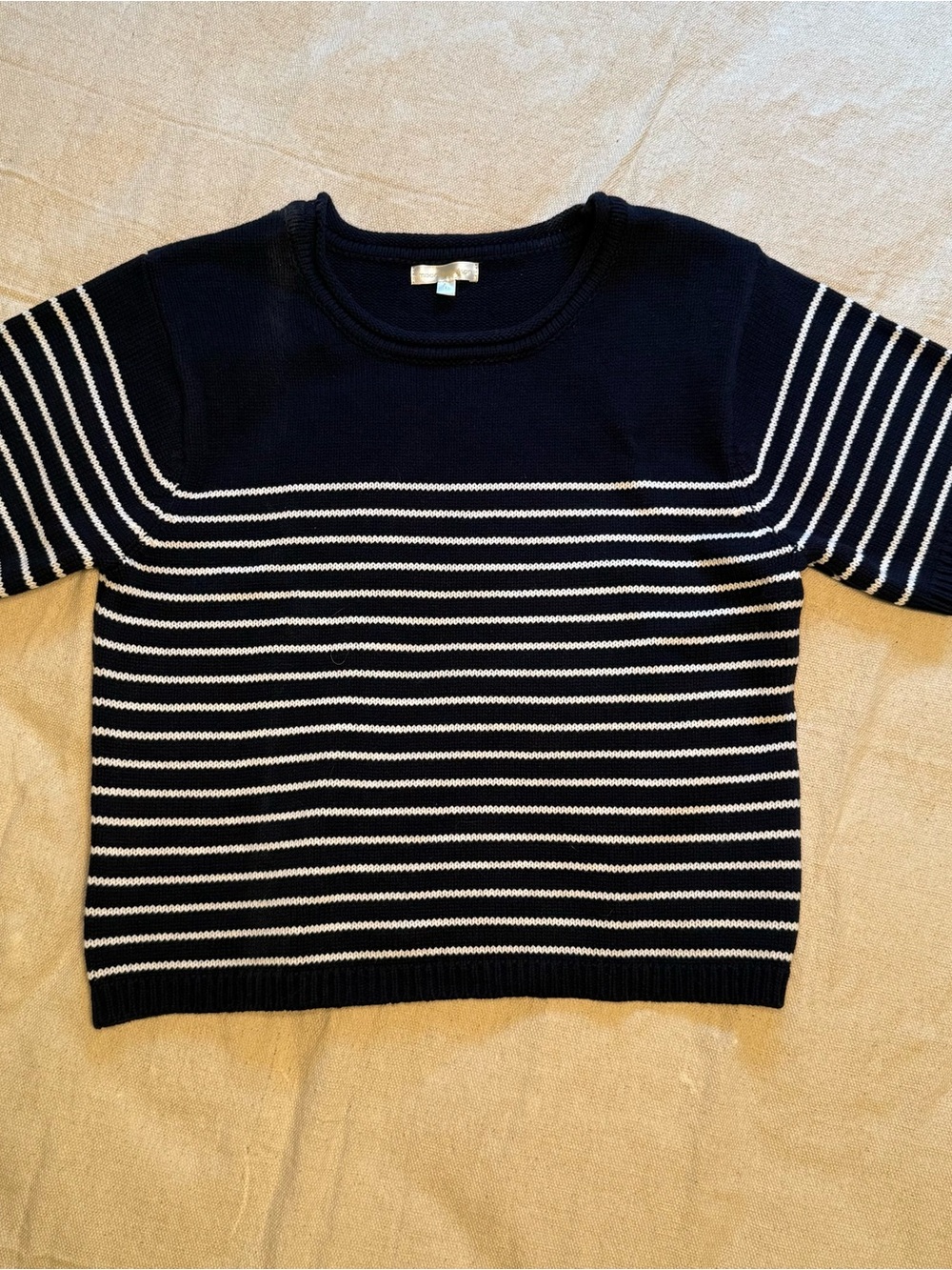 moon & madison Navy and White Striped Crewneck Sweater